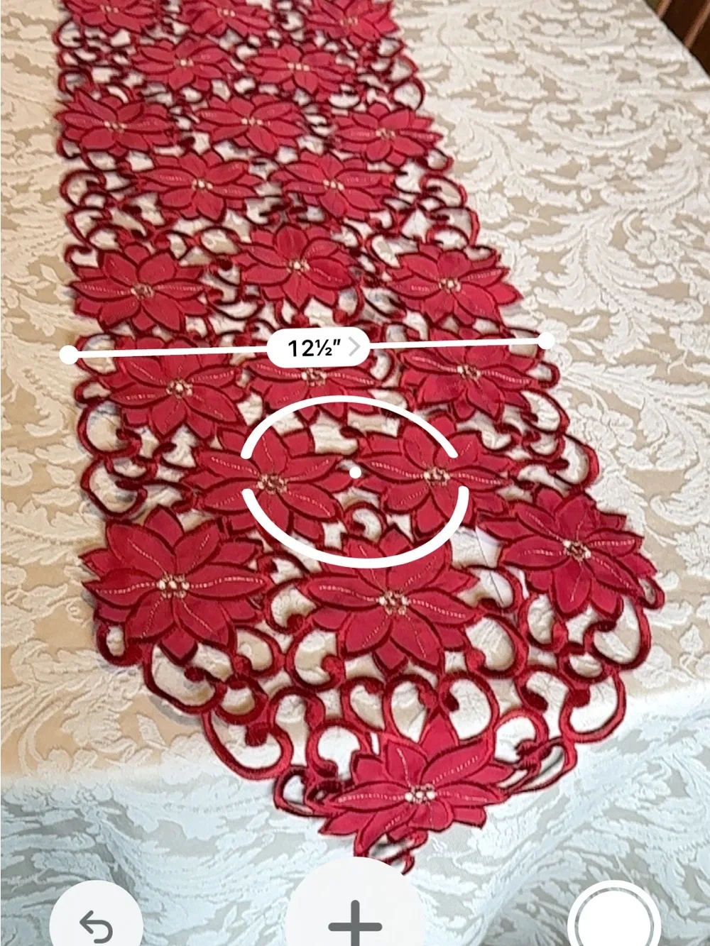 Collections Etc Christmas Table Runner Red Embroidered Poinsettia Cutout 69”